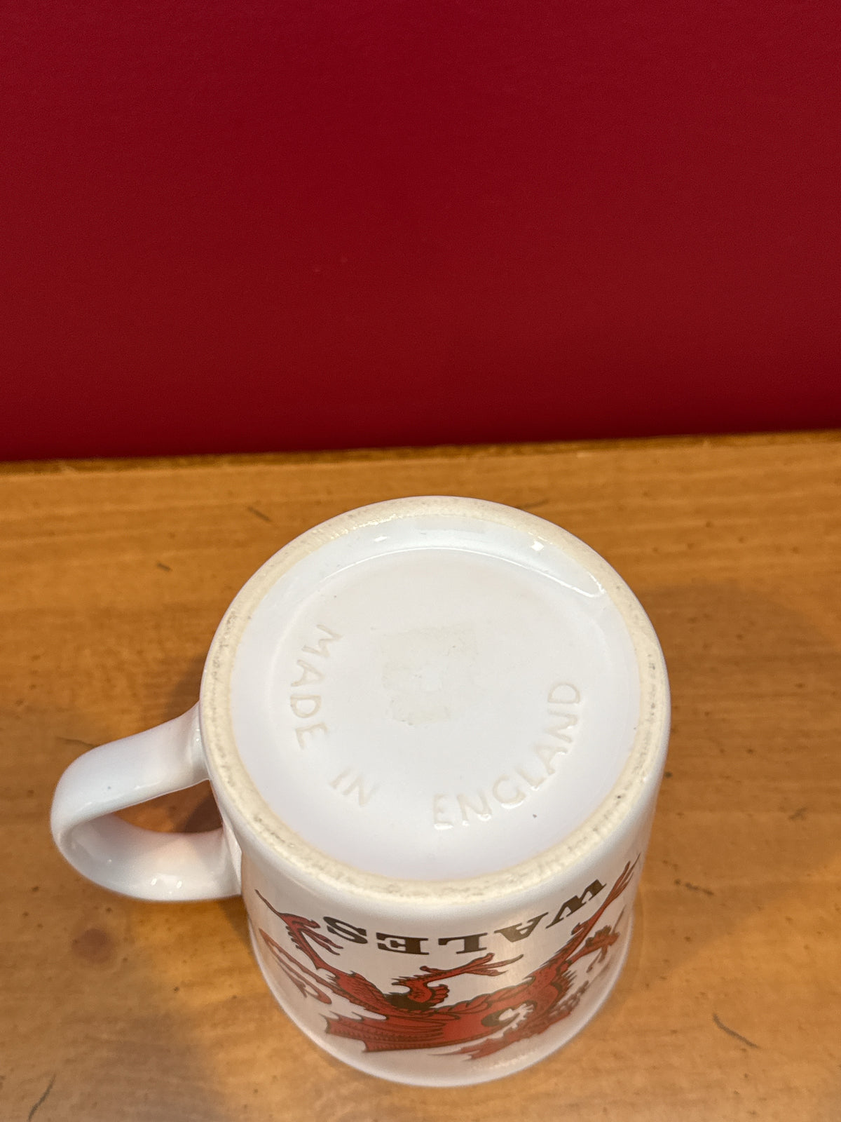 Wales Red Dragon White Coffee Mug, Made in England 3 7/8" Tall