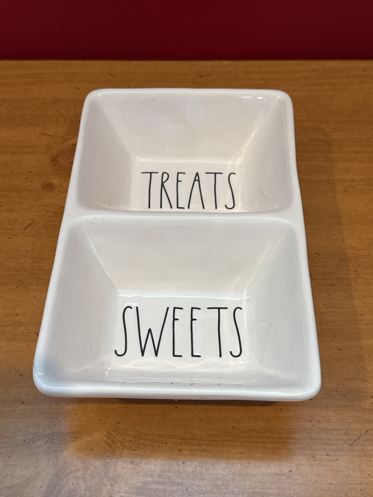 Rae Dunn “TREATS & SWEETS” White Divided Serving Dish by Magenta New 7.75" x 5"