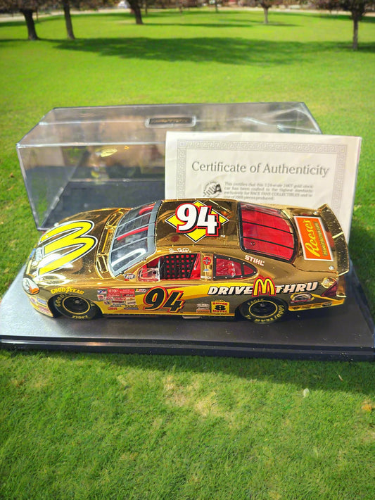 Race Fans 1:24 Collectibles Bill Elliott #94 McDonalds 24K Gold Stock Car & Case New in Box