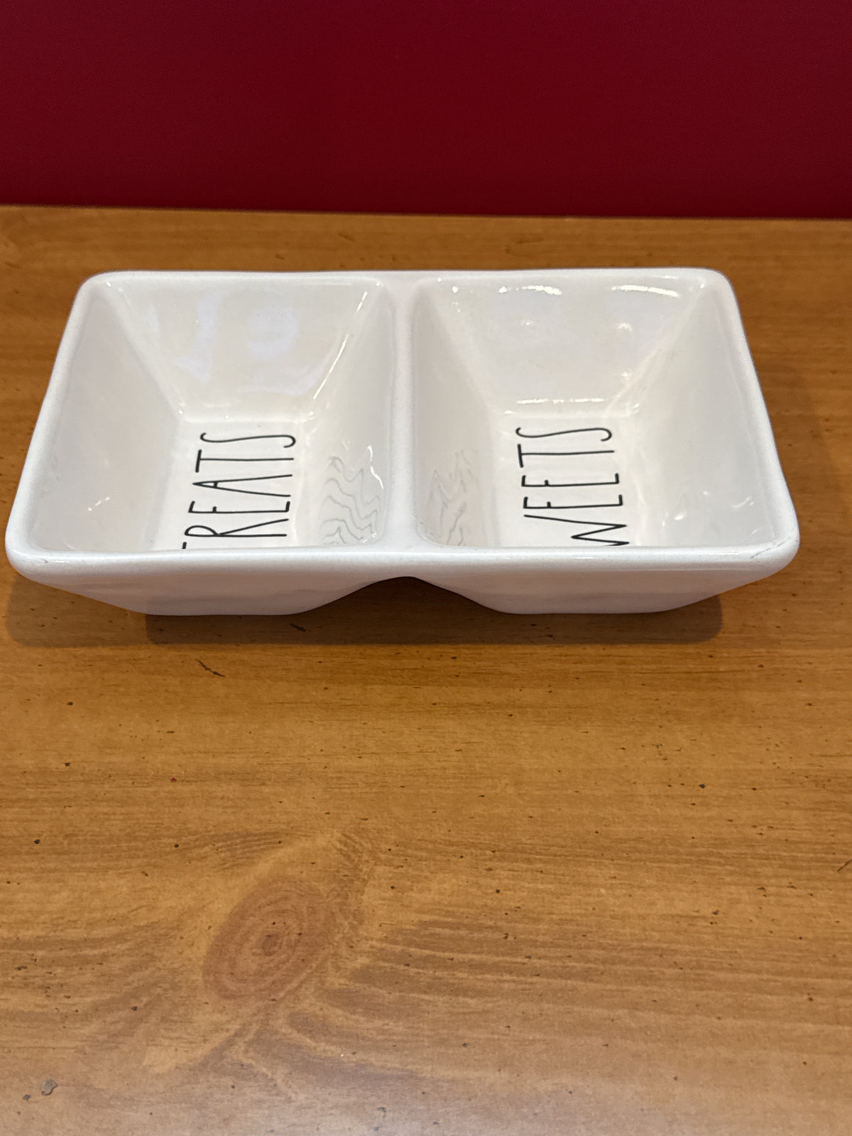Rae Dunn “TREATS & SWEETS” White Divided Serving Dish by Magenta New 7.75" x 5"