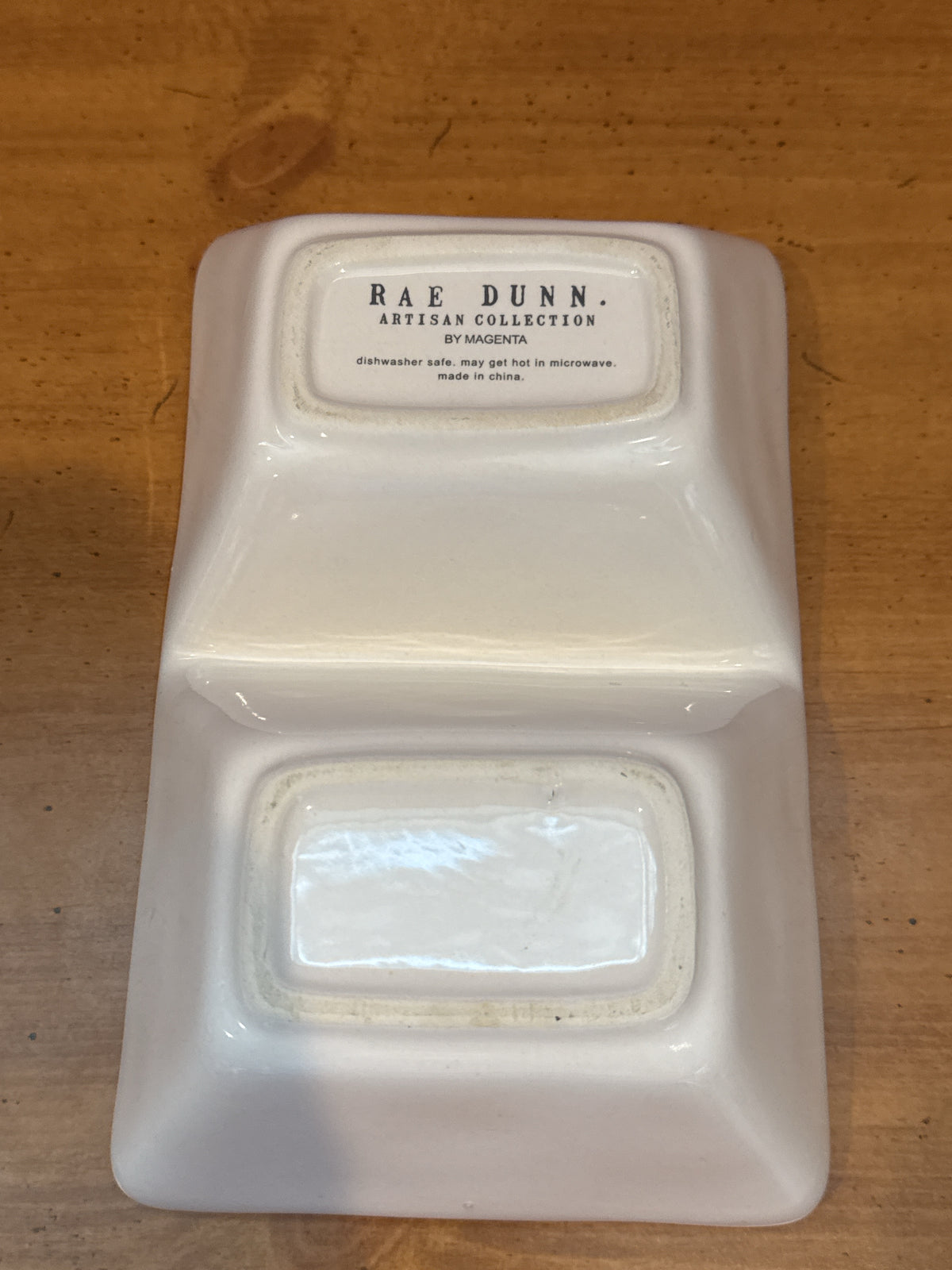 Rae Dunn “TREATS & SWEETS” White Divided Serving Dish by Magenta New 7.75" x 5"