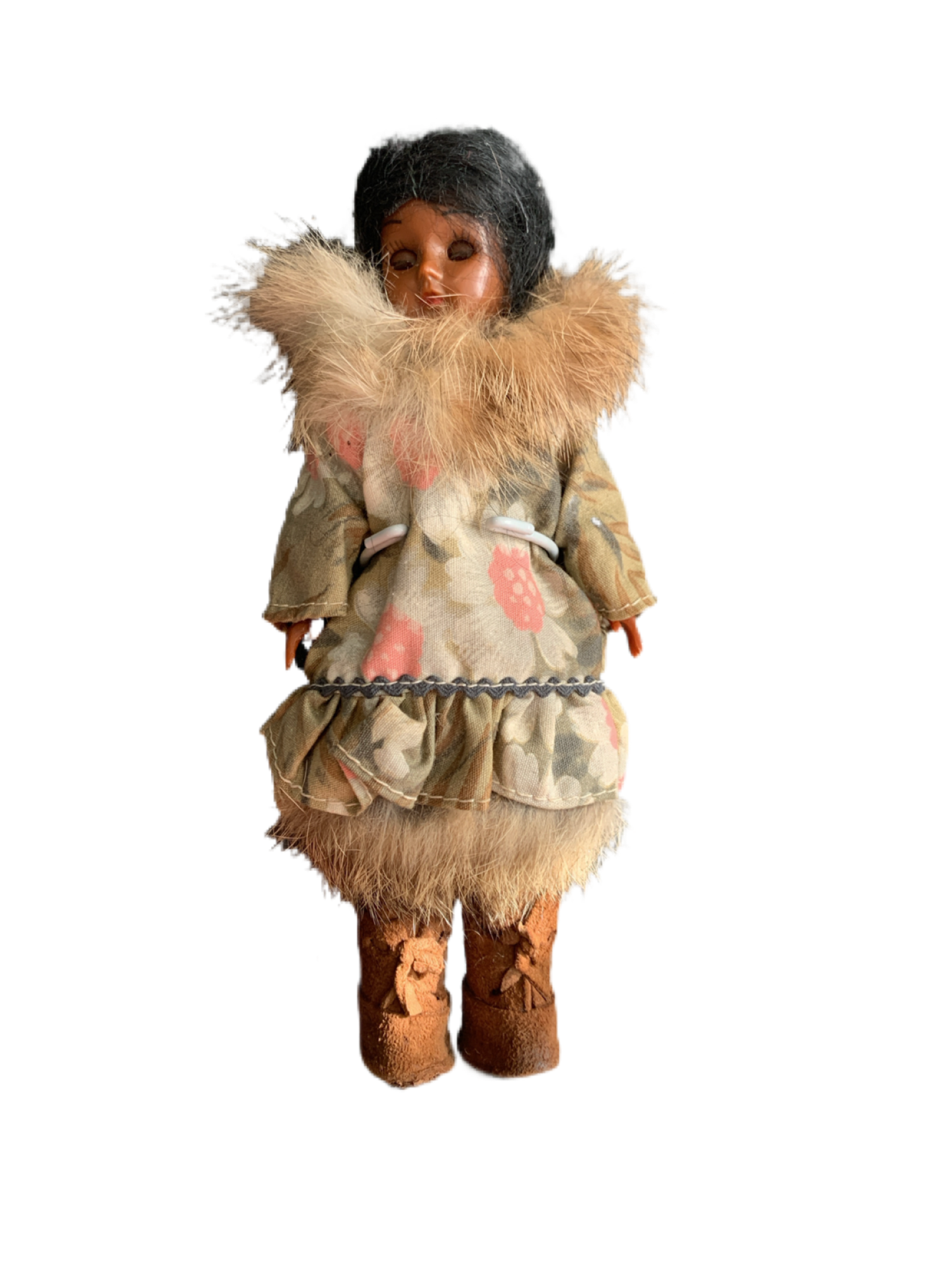 Native Indian Eskimo Inuit Child 7.5" Doll On Stand