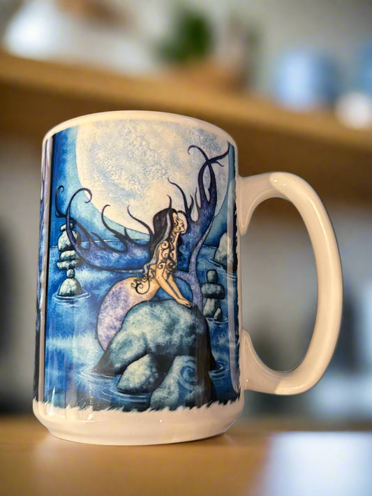 Cuppa Amy Brown Artist "Fairyland" With Mermaid Large Porcelain Coffee Cup Mug 4 5/8" Tall