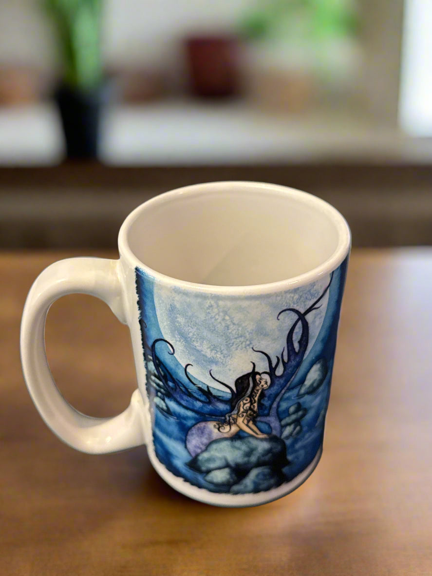 Cuppa Amy Brown Artist "Fairyland" With Mermaid Large Porcelain Coffee Cup Mug 4 5/8" Tall