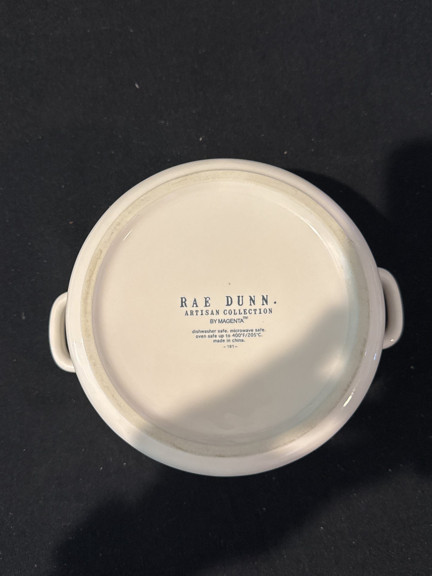 Rae Dunn Souffle Baking Dish White With Handles 6" Wide x 3.5" Tall