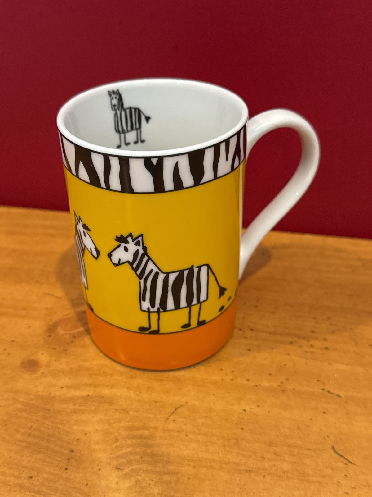 Könitz Zebra Coffee Mug with Yellow & Orange Design New 4 1/8" Tall