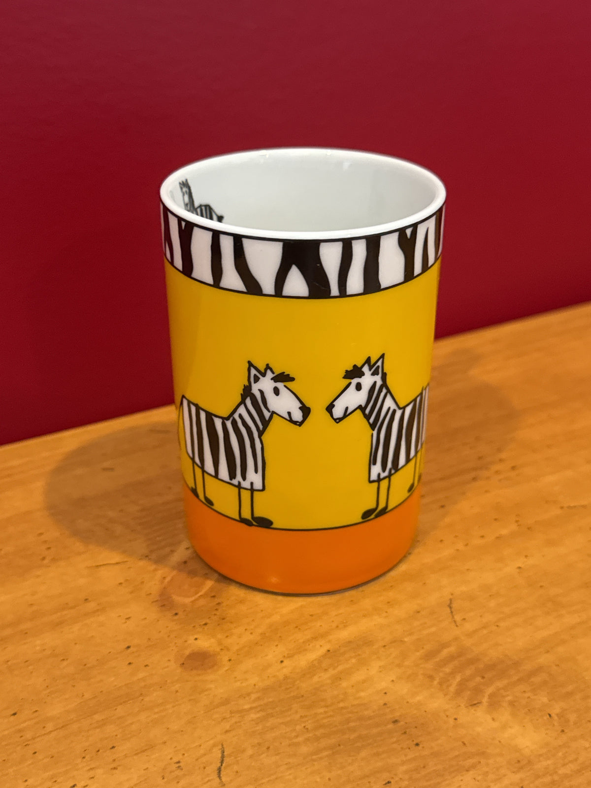 Könitz Zebra Coffee Mug with Yellow & Orange Design New 4 1/8" Tall