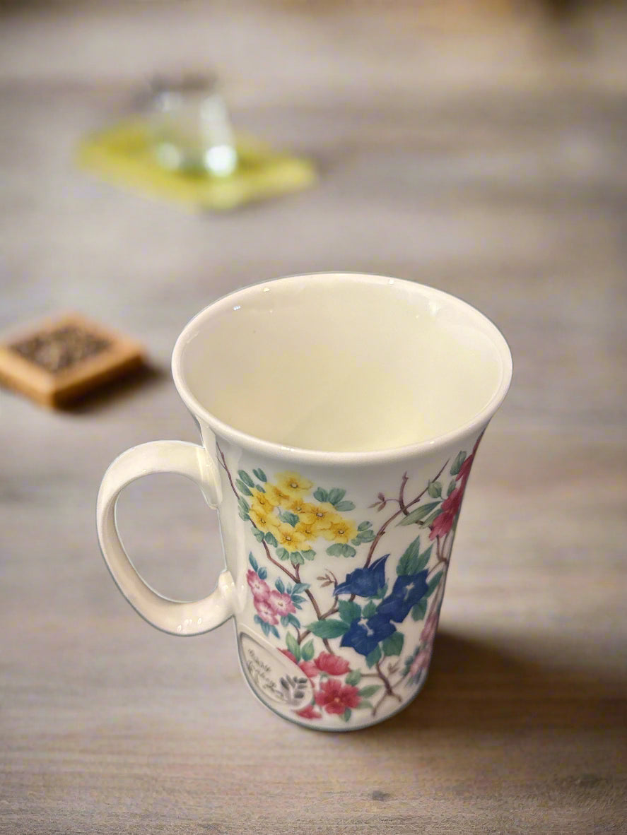 Roy Kirkham Henley Collection Floral Bone China Coffee Cup Mug 4.25" Tall