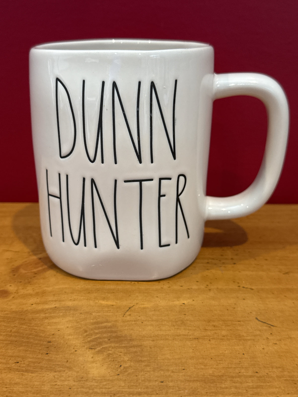 Rae Dunn “DUNN HUNTER” White Coffee Mug by Magenta New 4 7/8" Tall