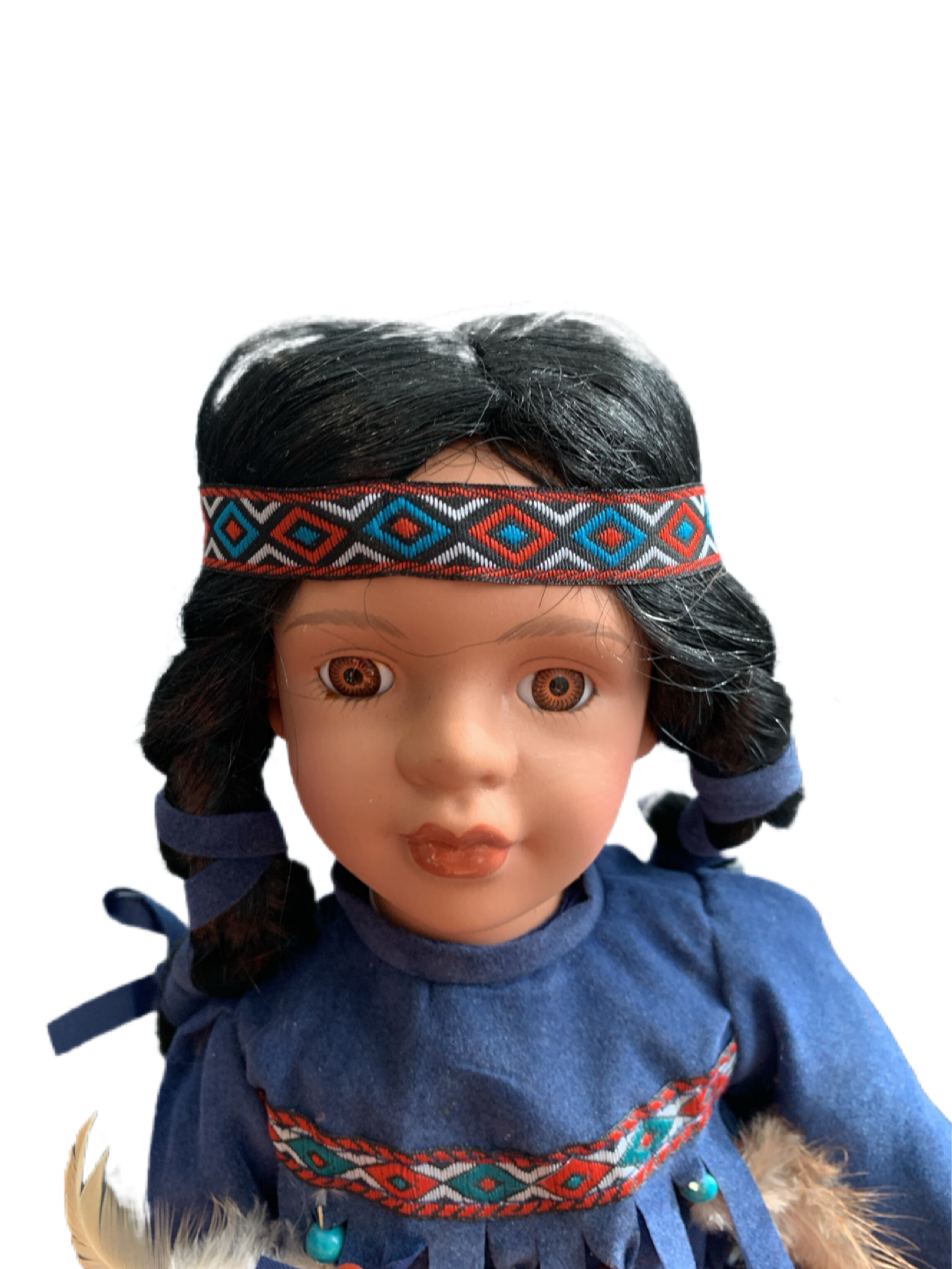 Vintage Native American Porcelain Doll 16" Tall