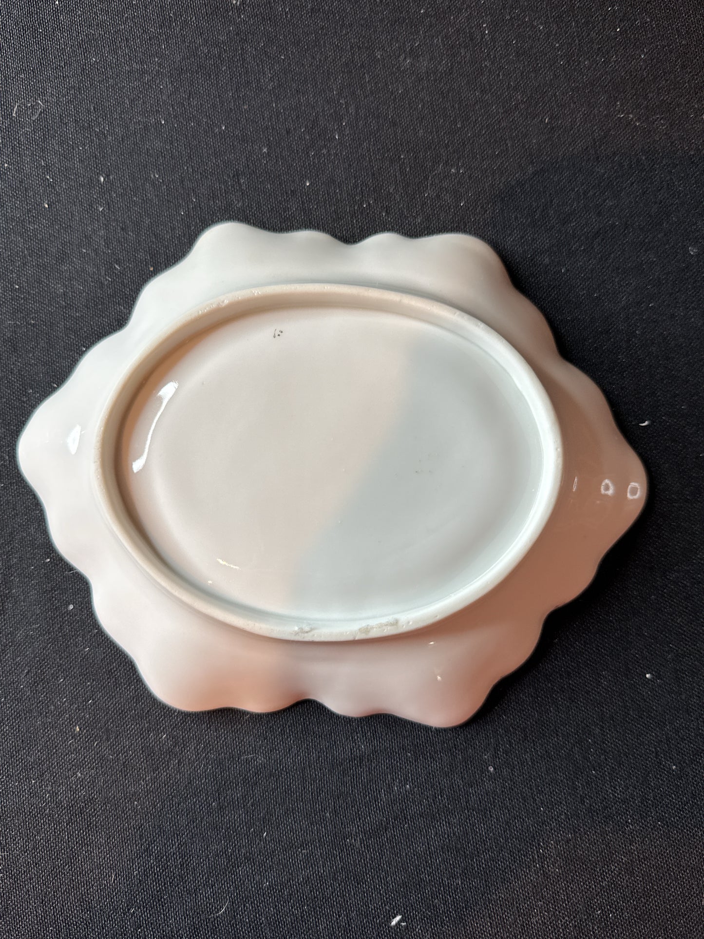 Small Soup Dish China Plate Coaster Green Leaves 7" x 5.5"