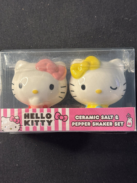 Hello Kitty Ceramic Salt & Pepper Shaker Set New in Box