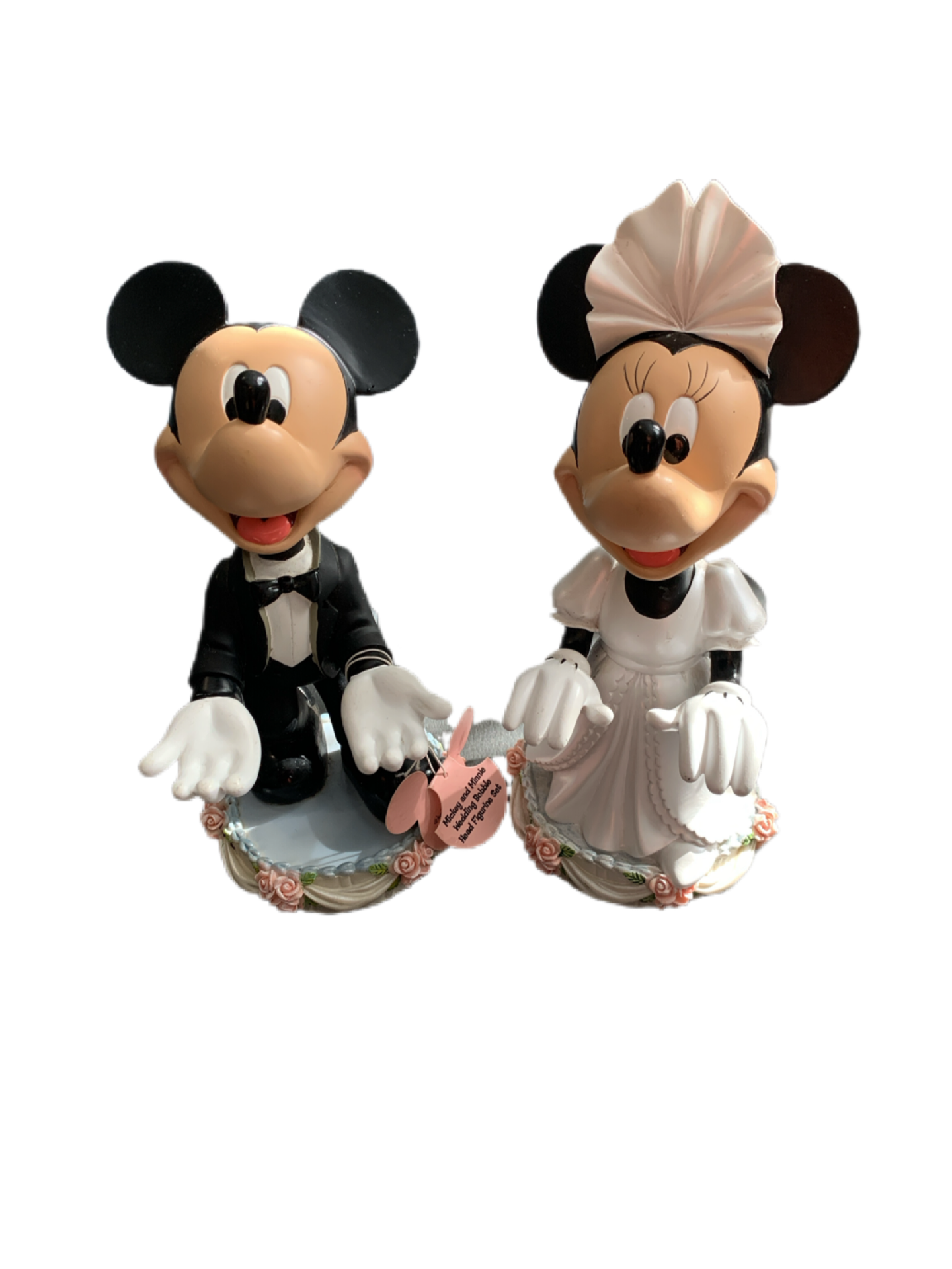 Walt Disney World Mickey and Minnie Bride and Groom Bobble Head Figures Rare