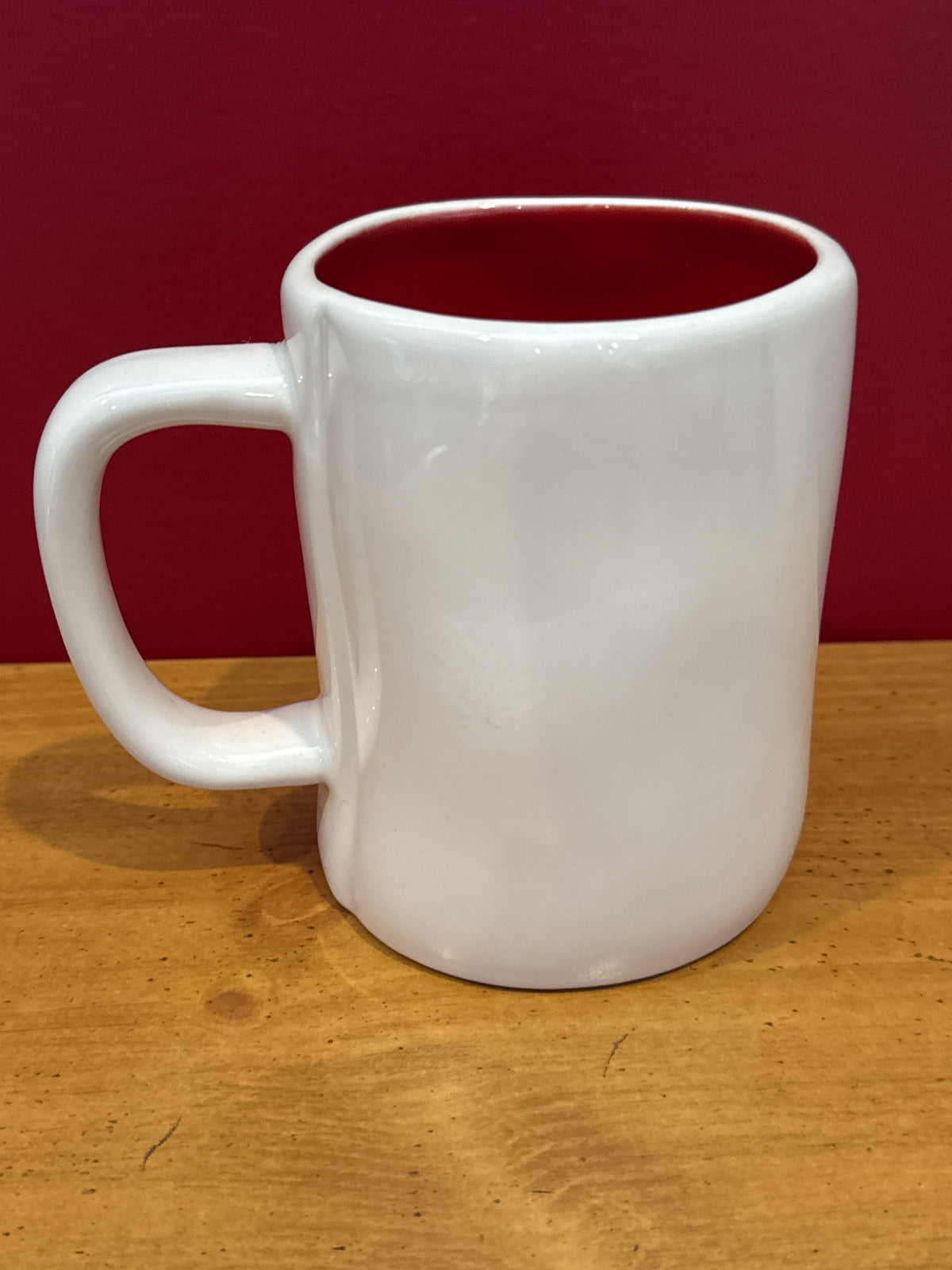 Rae Dunn “TEACHER” White Coffee Mug with Red Interior by Magenta New 4 7/8" Tall