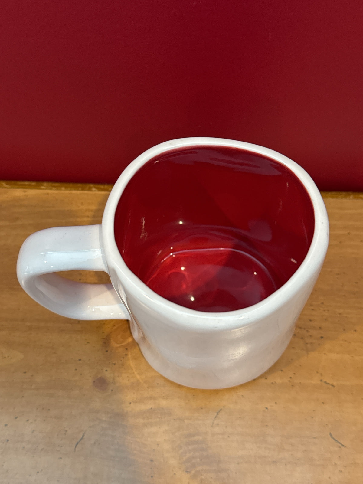 Rae Dunn “TEACHER” White Coffee Mug with Red Interior by Magenta New 4 7/8" Tall
