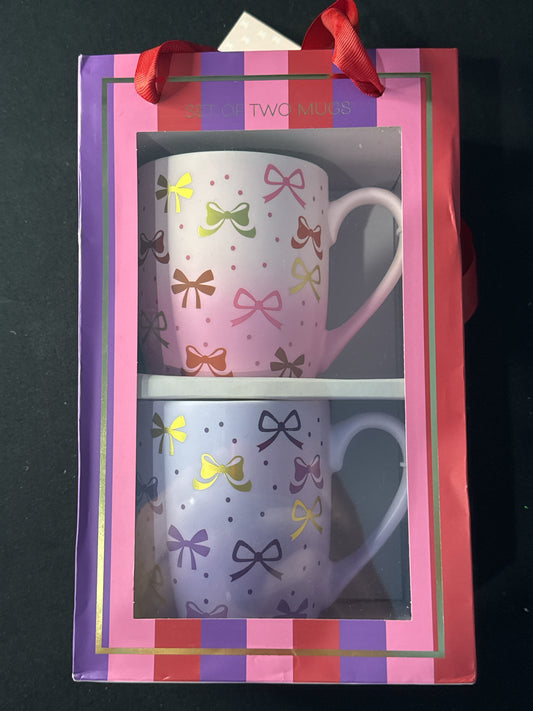Petal & Pearl Set of 2 Coffee Mugs Cups Pink & Purple New in Box