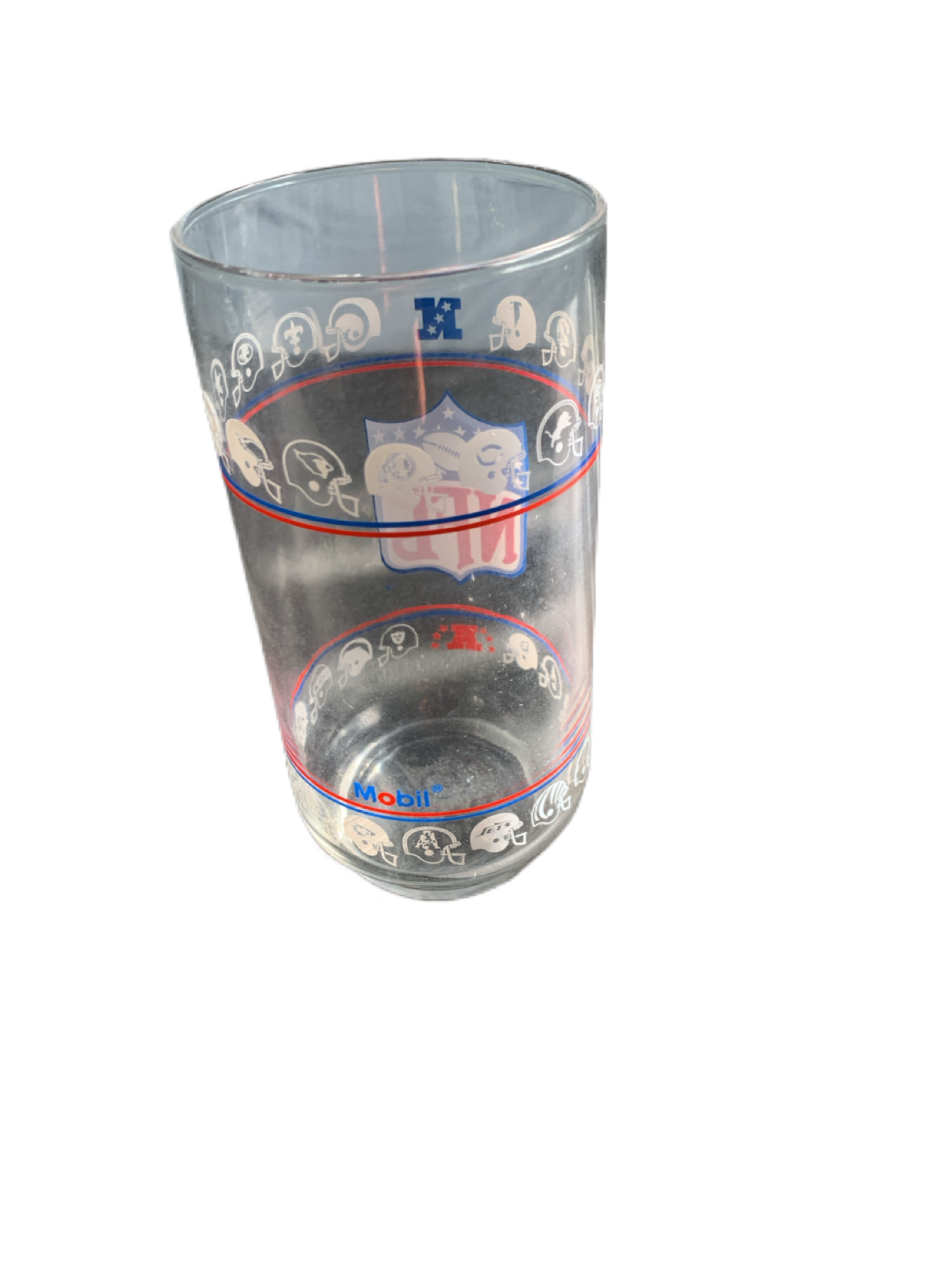 Vintage 1980 NFL NFC & AFC 6" Drinking Glass Mobil Football