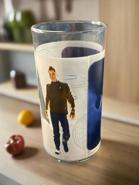 Star Trek Collectible Glass Captain Kirk New in Plastic and Box 6" Tall Burger King Collection