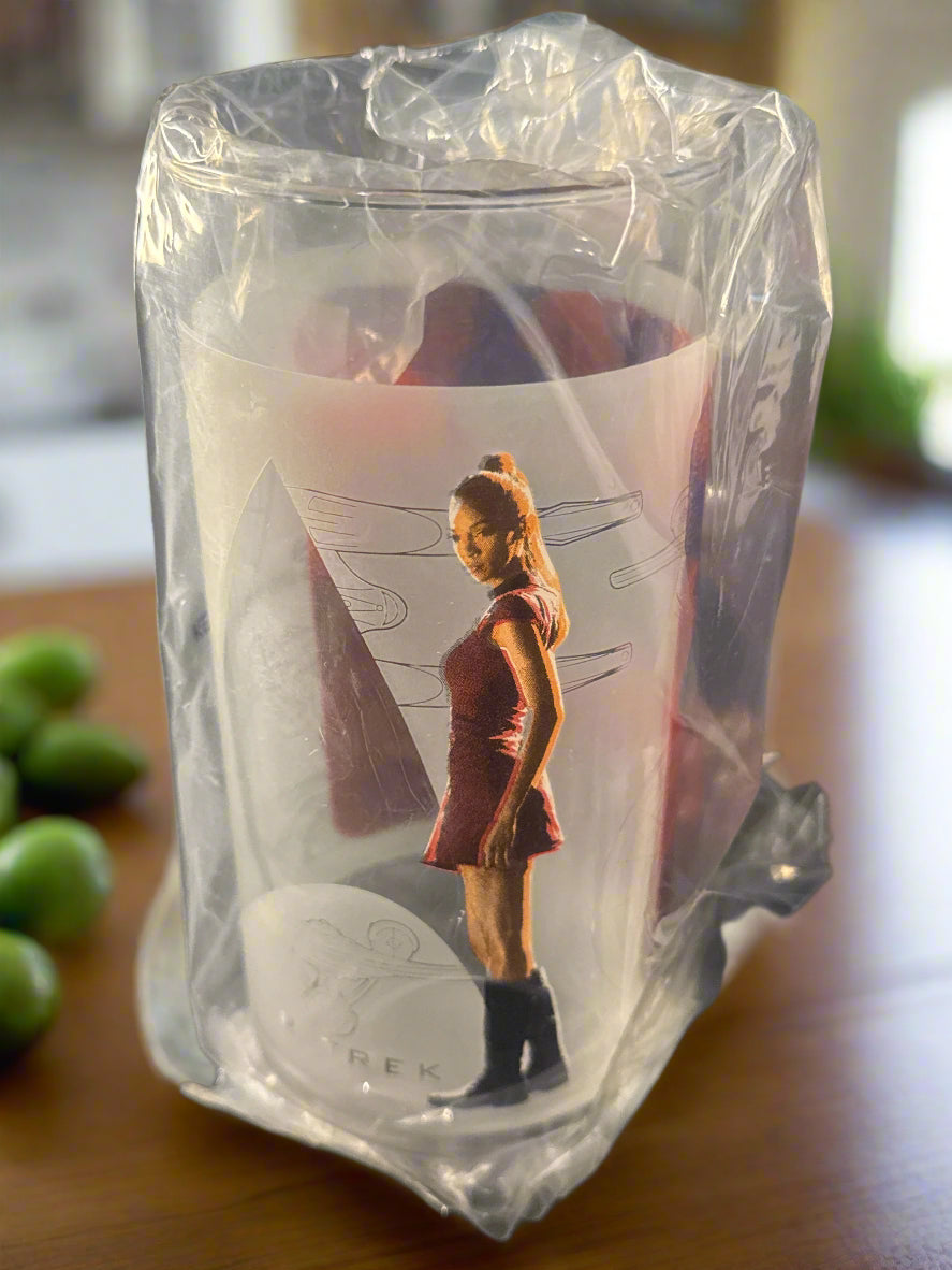 Star Trek Collectible Glass Uhura New in Plastic and Box 6" Tall Burger King Collection