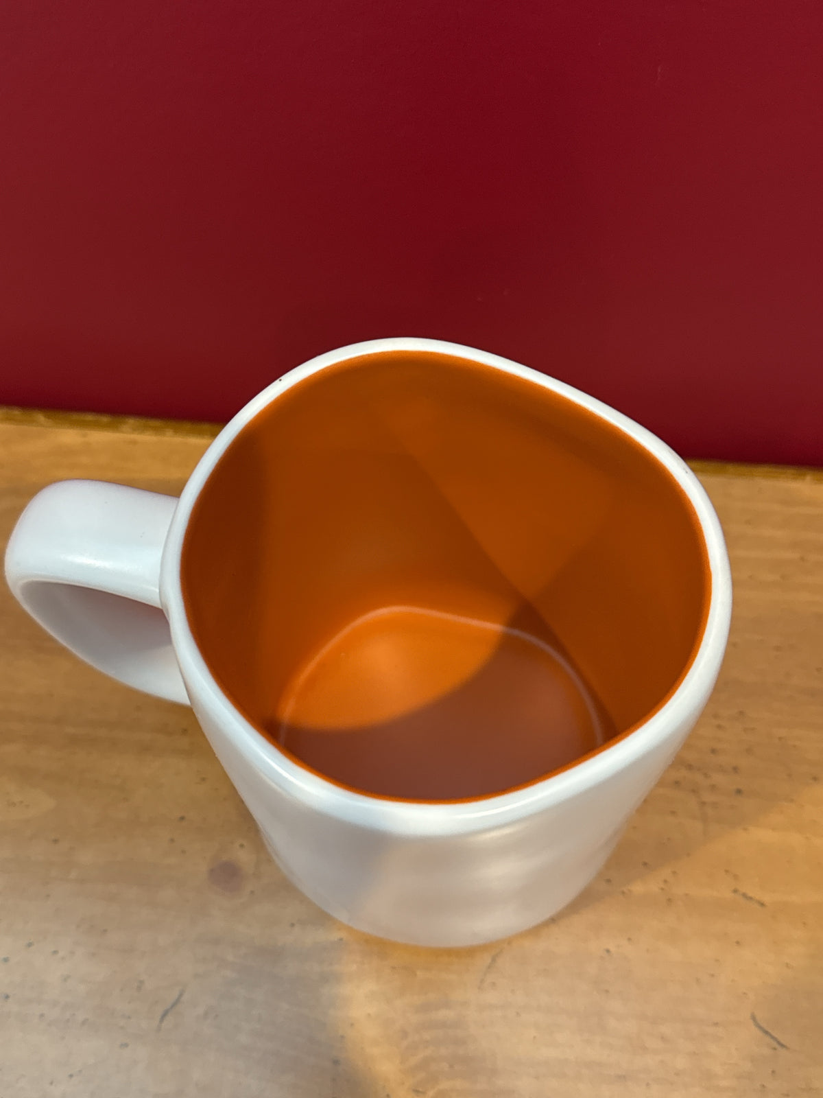 Rae Dunn “TURKEY DAY” White Coffee Mug with Orange Interior by Magenta New 4 7/8" Tall