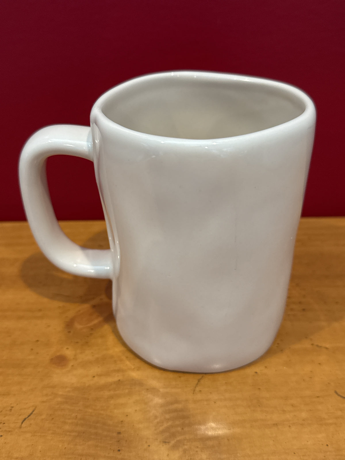 Magenta “HERS” White Coffee Mug with Red Lettering Vintage 4.75" Tall