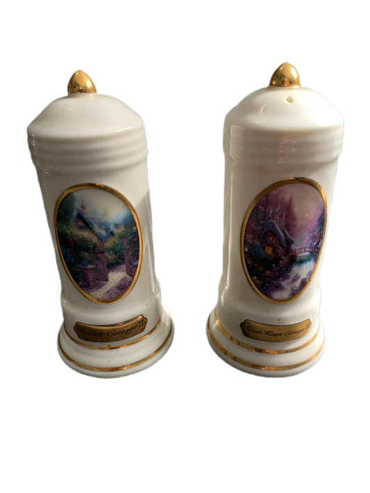 Set of Avon Thomas Kinkade Salt and Pepper Shakers Porcelain