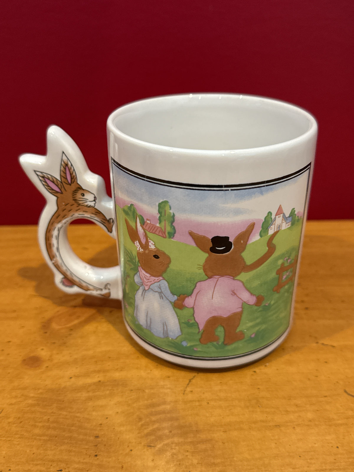 1993 McCrory Peter Rabbit Easter Bunny Mug with Rabbit-Shaped Handle 4" Tall