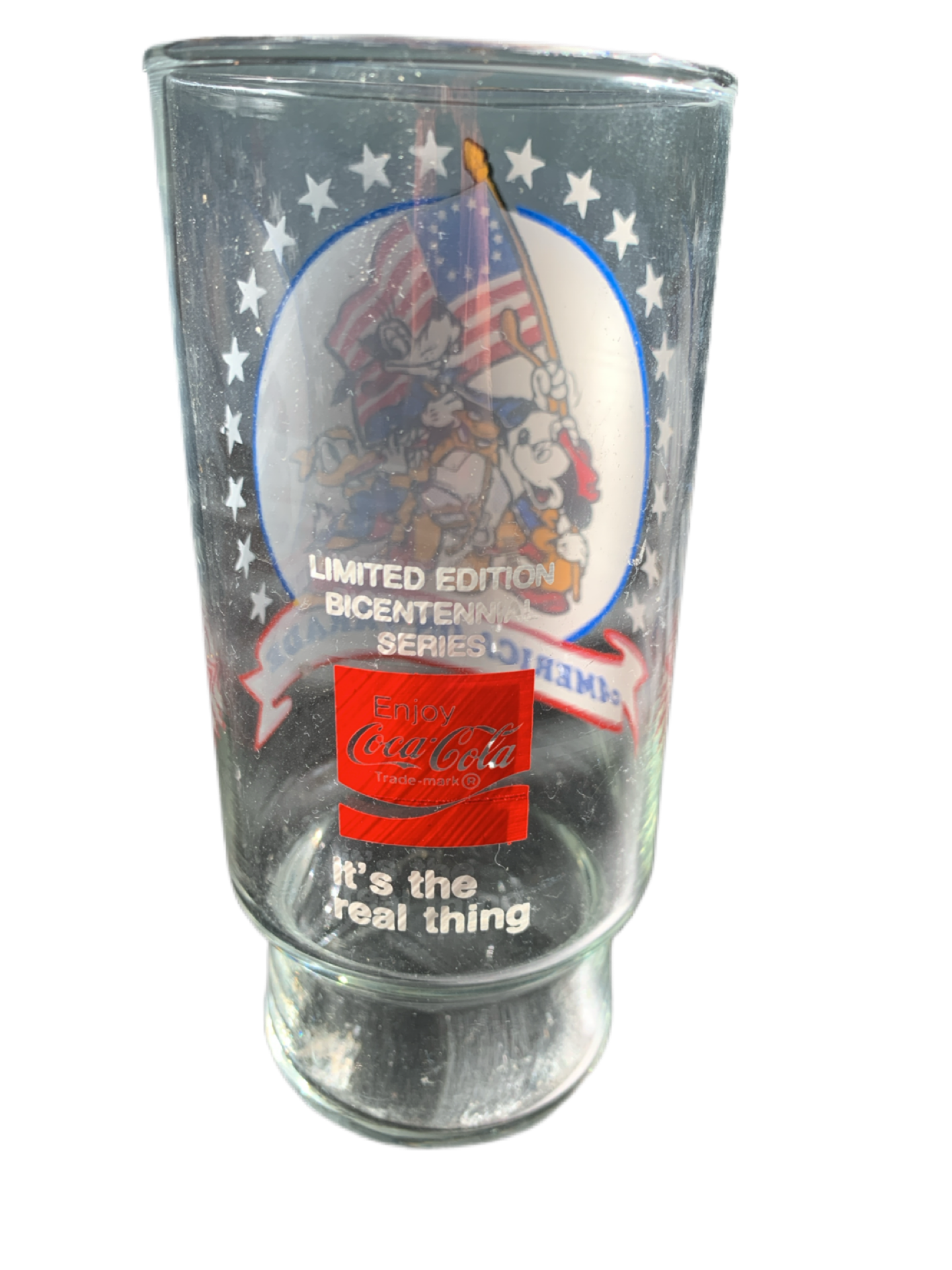 Vintage Limited Edition Bicentennial Disney/Mickey America on Parade Coca-Cola Glass