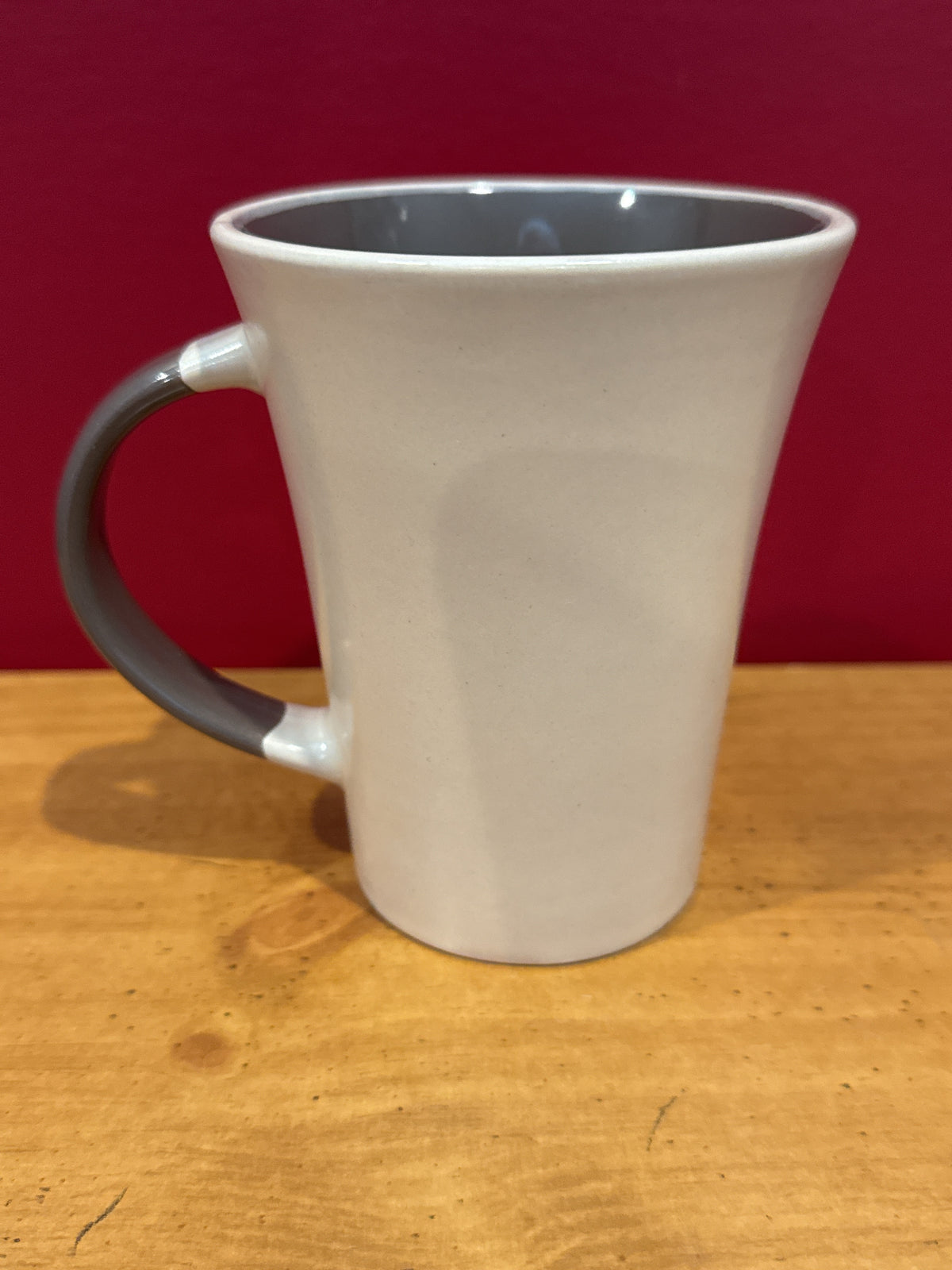 Omega “Espresso” Tall Coffee Mug with Gray Interior & Handle 4.5" Tall