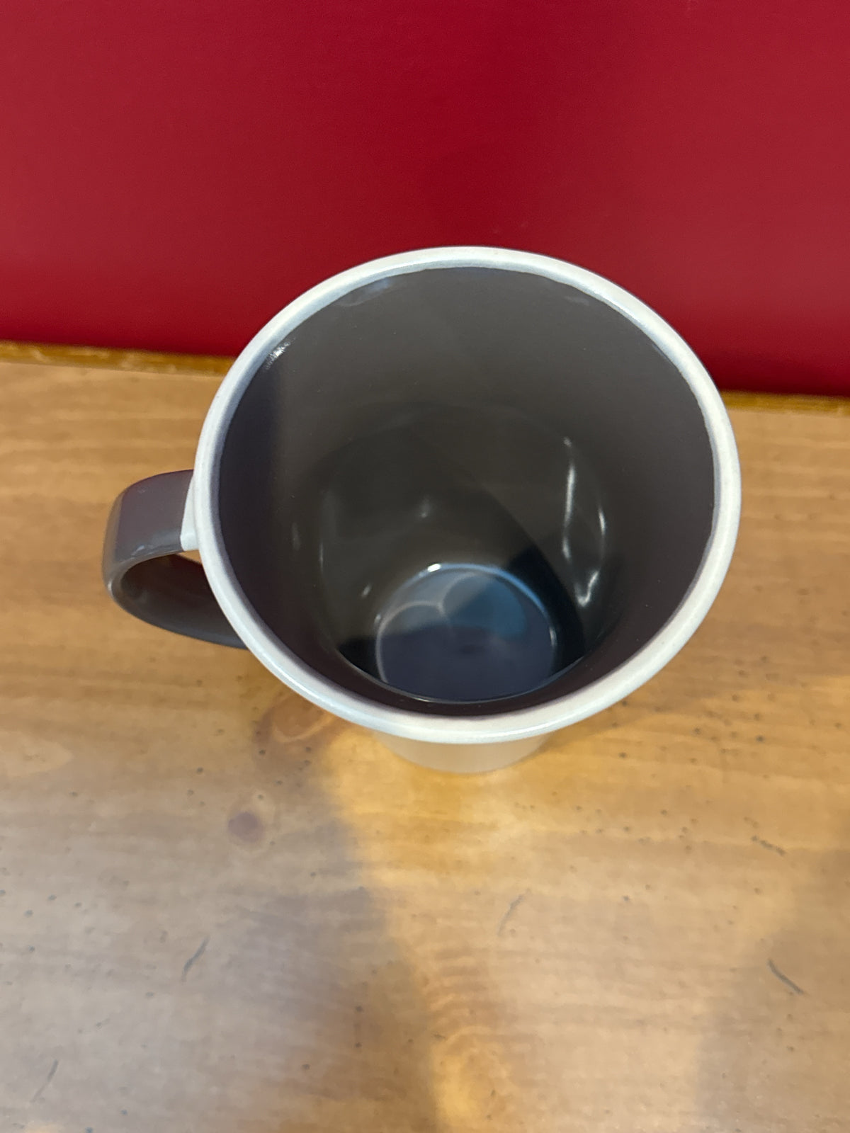 Omega “Espresso” Tall Coffee Mug with Gray Interior & Handle 4.5" Tall