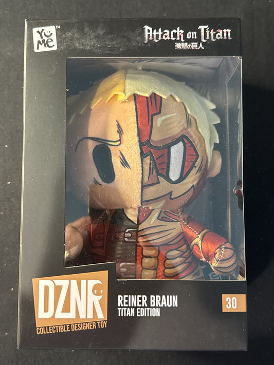 YuMe Attack On Titan 7" DZNR Collectible Plush Reiner Braun Titan Edition #30 New in Box