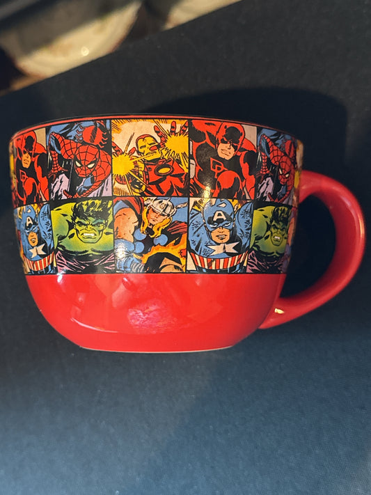 Marvel Comics Avengers Ceramic Soup Coffee Mug Cup Red Huge 24oz