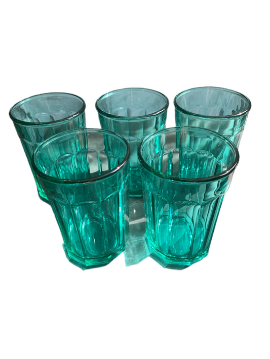 Set of 5 Luminarc Teal Turquoise Blue Drinking Glasses 20 Ounce