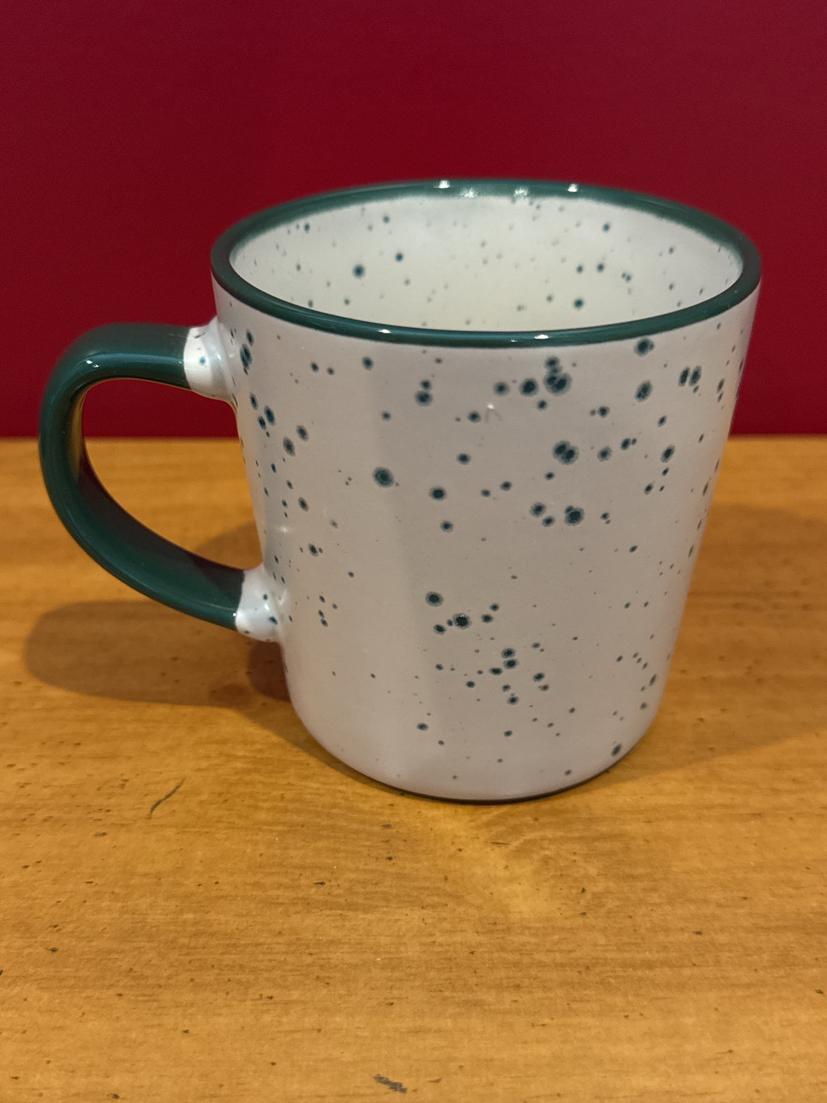 California Pantry “Stay Warm” Speckled Christmas Mug with Red House Design 3.75" Tall