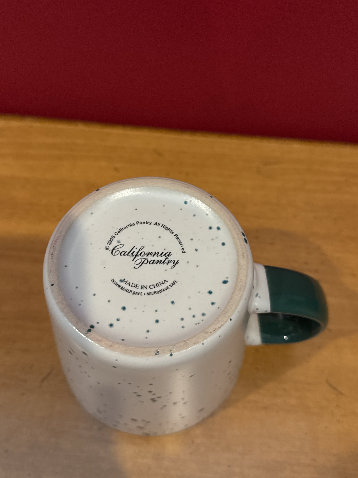 California Pantry “Stay Warm” Speckled Christmas Mug with Red House Design 3.75" Tall