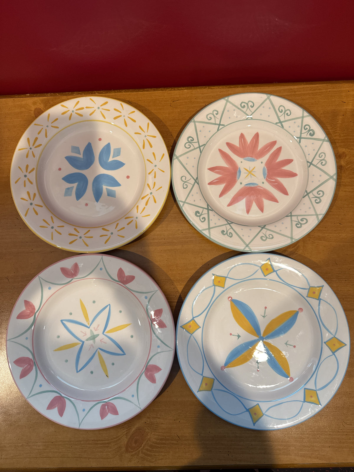 Mesa International Pastel Floral & Geometric Plates, Set of 4 9" Plates
