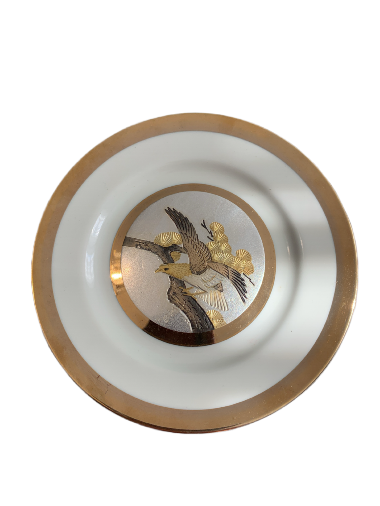 The Art of Chokin Golden Eagle limited edition #6891 Plate 6 3/8" Yoshinobu Made in Japan 1983