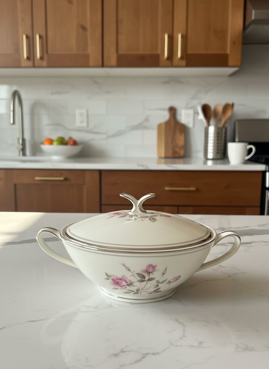 Noritake Sugar Bowl and Lid Pattern 5516 7" W x 3.5" T, 2" Tall To Top Of Bowl