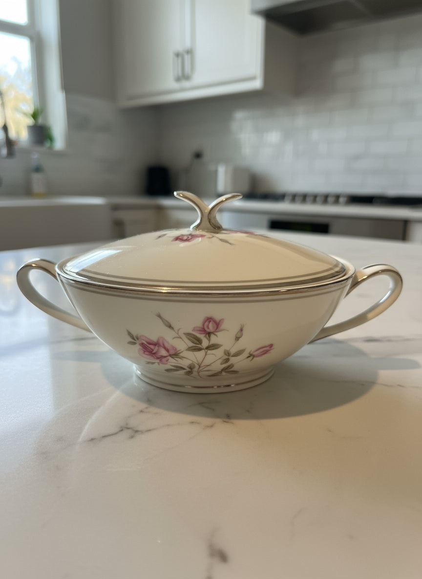 Noritake Sugar Bowl and Lid Pattern 5516 7" W x 3.5" T, 2" Tall To Top Of Bowl