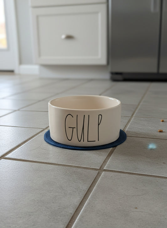 Rae Dunn Ceramic White Dog Bowl 6" Across GULP New