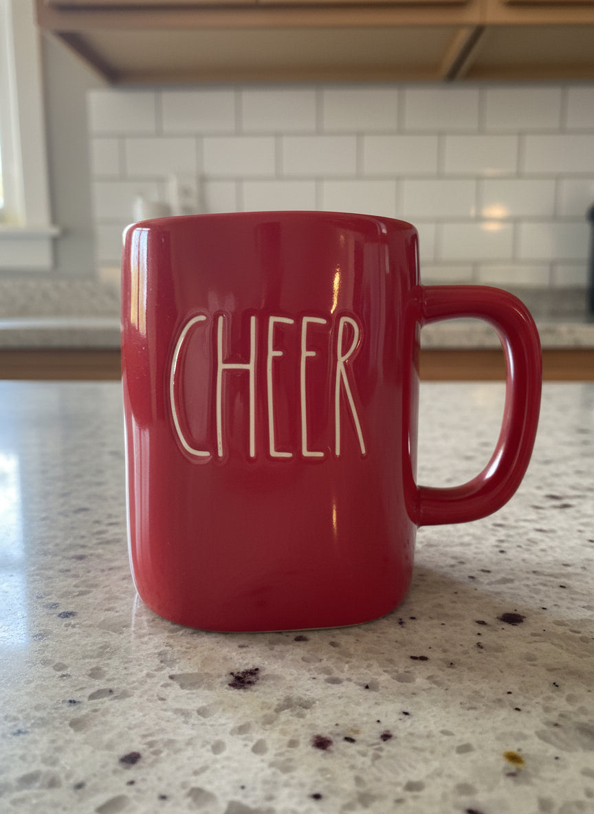 Red Rae Dunn CHEER Coffee Mug Cup Artisan Collection by Magenta Holiday Mug Christmas