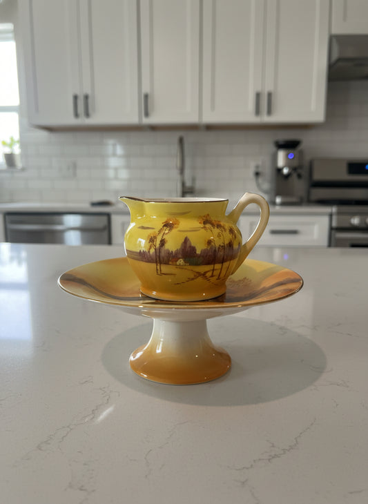 Vintage Noritake Compote Tree In The Meadow & Trico Japanese Creamer