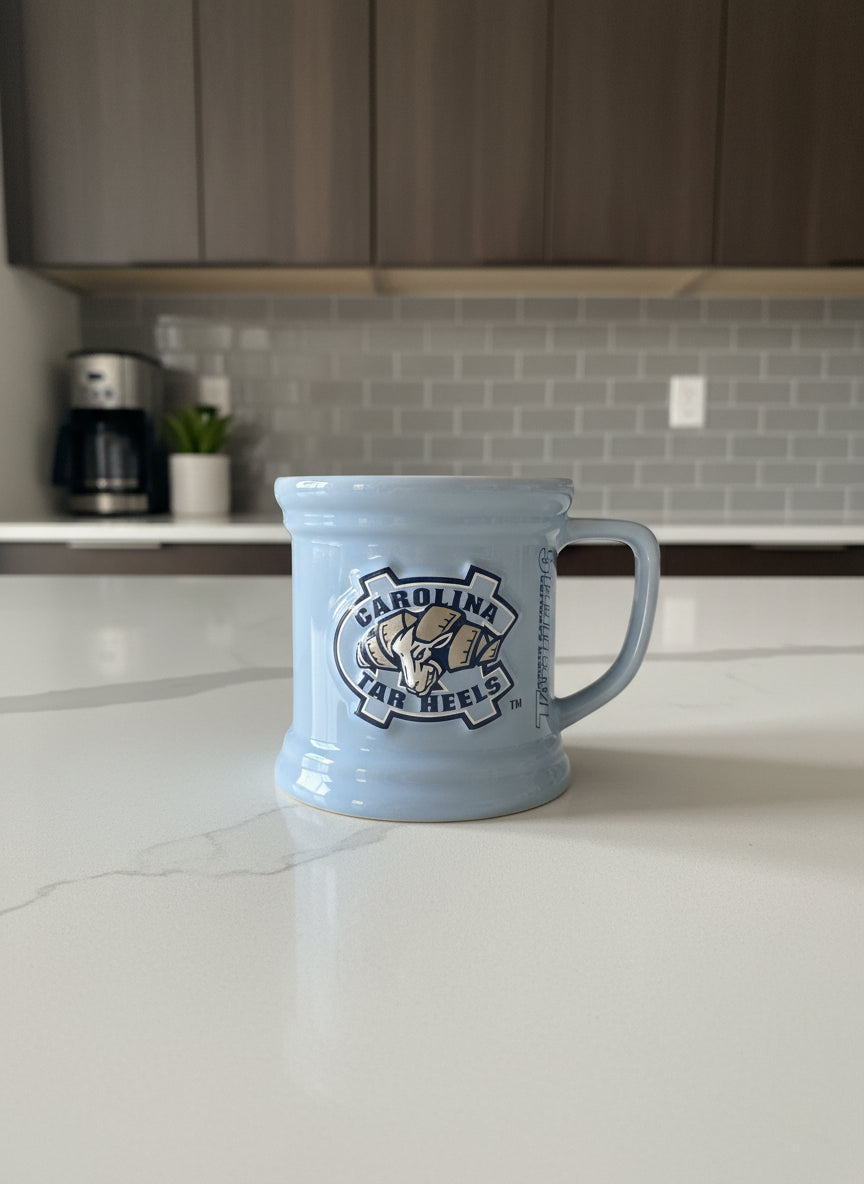 North Carolina NCAA Tarheels Relief 3D Coffee Cup Mug 3.75" Tall Blue