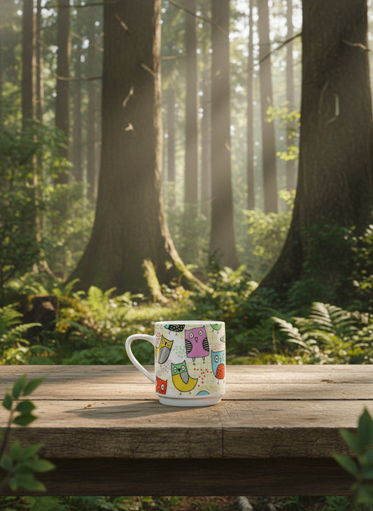 Owls Coffe Mug Cup By Creative Tops Ltd Ceramic Colorful 3.75" Tall New