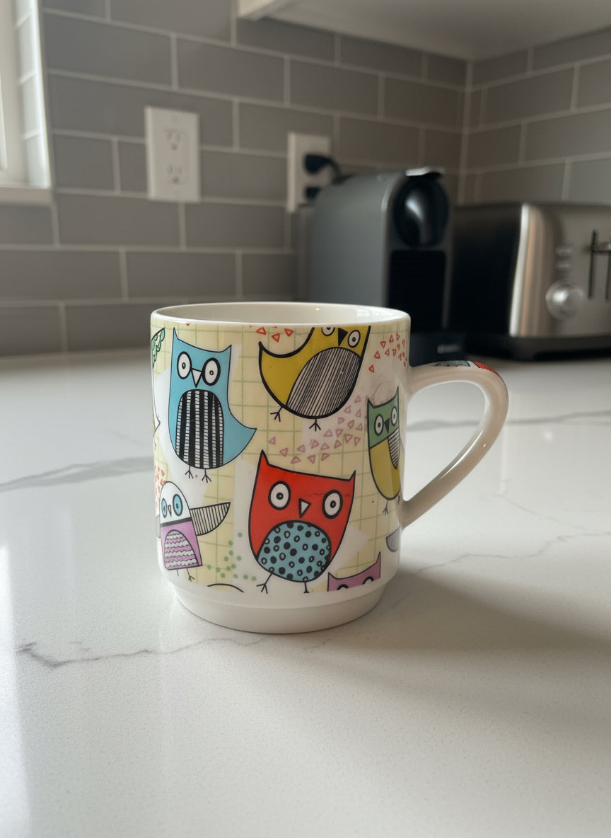 Owls Coffe Mug Cup By Creative Tops Ltd Ceramic Colorful 3.75" Tall New