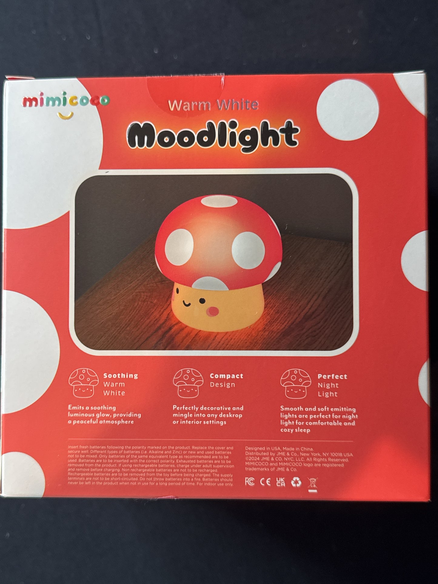 Mimicoco Warm White Moodlight Kino Mushroom Wireless New in Box