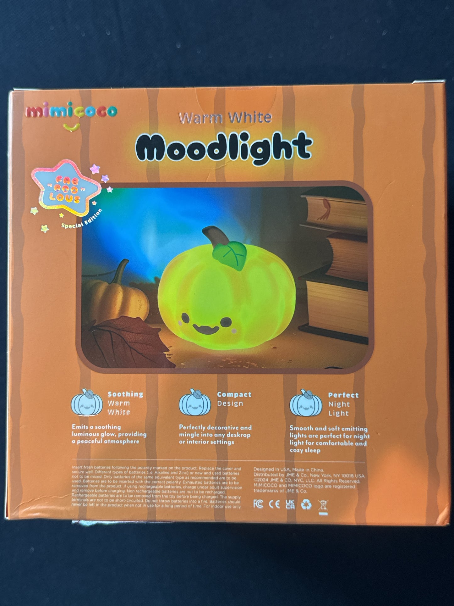 Mimicoco Warm White Moodlight Jack Pumpkin Nightlight Wireless New in Box