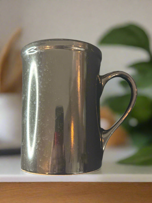 Solid Black by Royal Norfolk Coffee Mug Cup 4.75" Tall and 3.5" Wide
