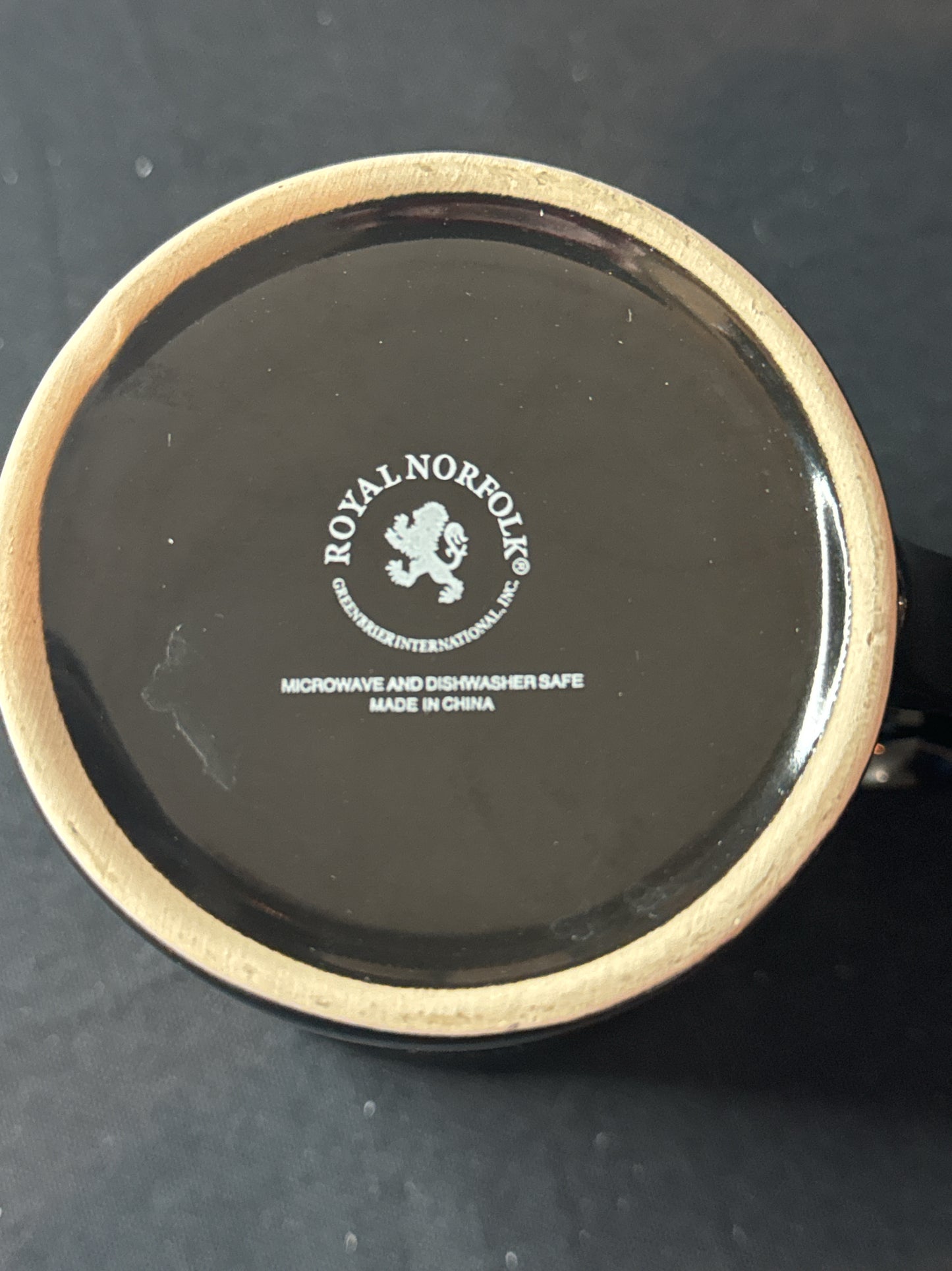Solid Black by Royal Norfolk Coffee Mug Cup 4.75" Tall and 3.5" Wide