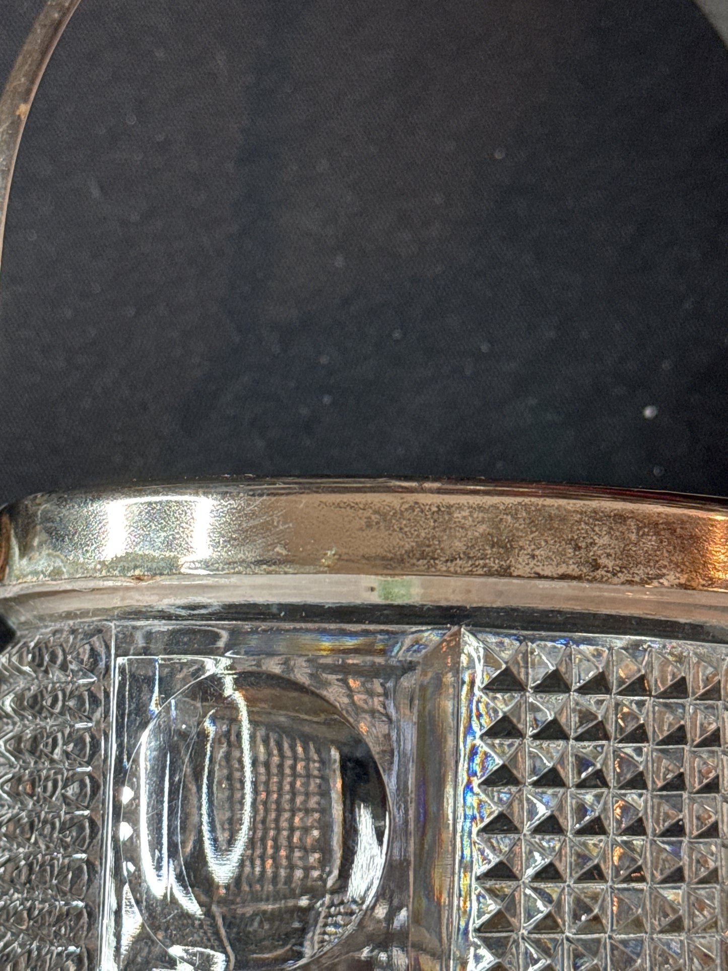 Cut Glass Ice Bucket F B Rogers Silver Co Silver Handle/Trim Germany 5" Tall